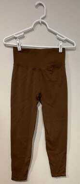 Pink Active Ribbed Leggings Size M Brown High Waist